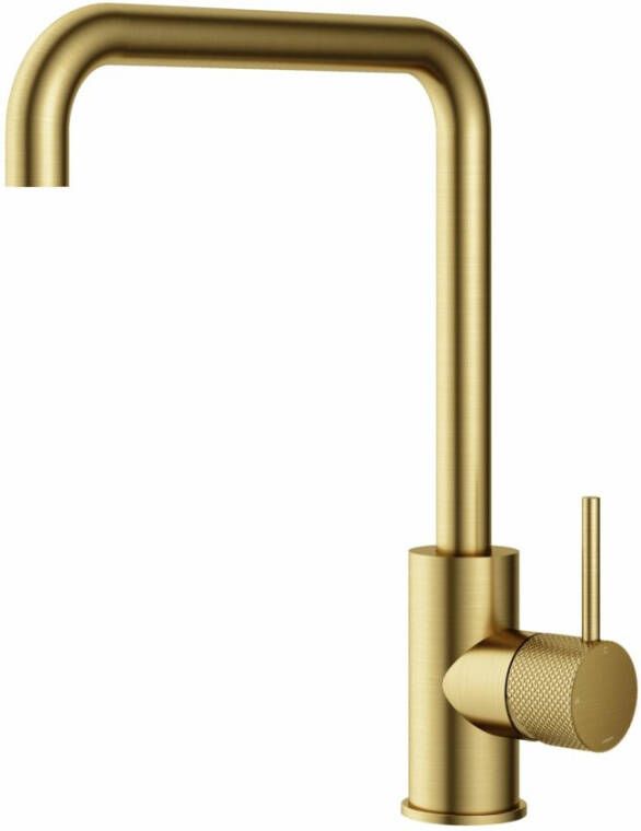 Hotbath Cobber X keukenmengkraan met draaibare u-uitloop 31 5 x 23 cm geborsteld messing pvd