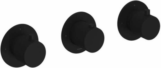 Hotbath Cobber X CX7067EXT afbouwdeel inbouw douchethermostaat met 2 stopkranen horizontaal verticaal mat zwart - Foto 2