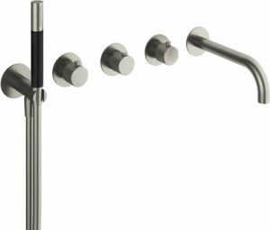 Hotbath Cobber X CX7072 inbouw bad thermostaat met handdouche en uitloop geborsteld nikkel