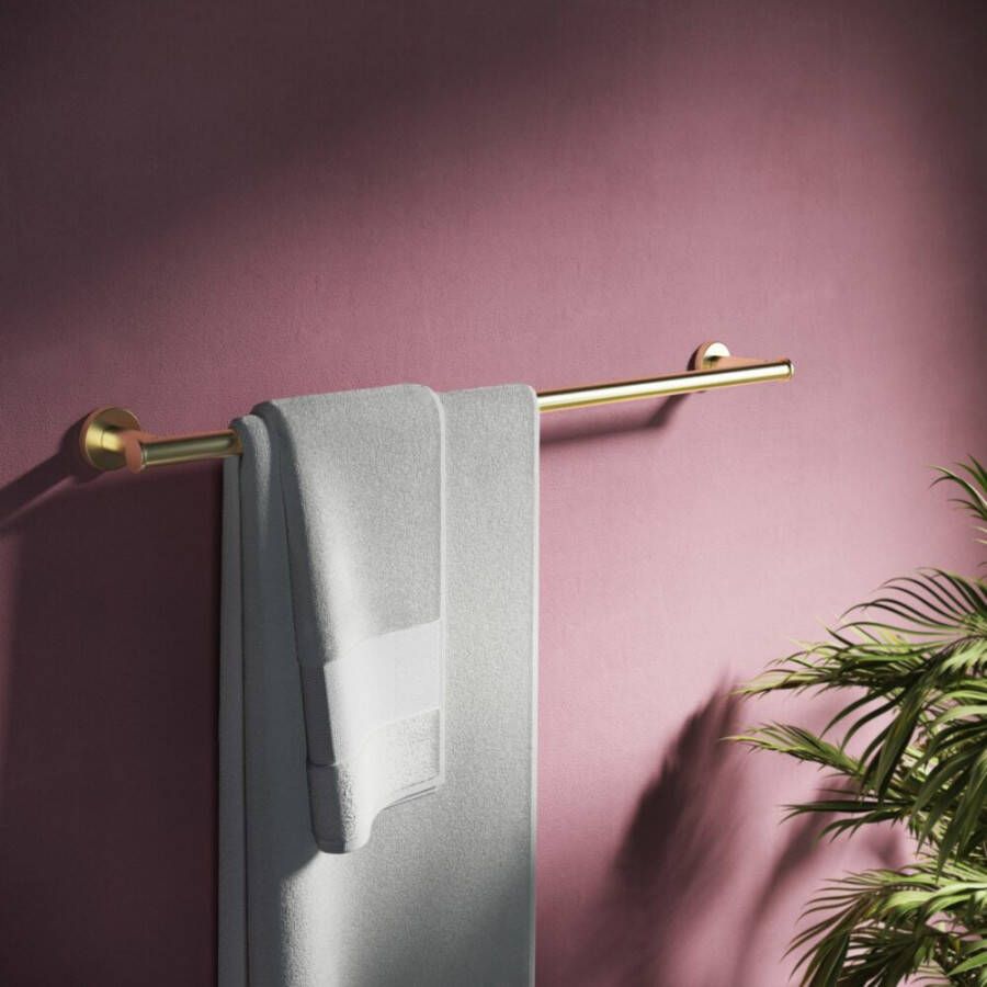 Hotbath Cobber X handdoekhouder 4 x 64 x 8 3 cm geborsteld messing PVD - Foto 3