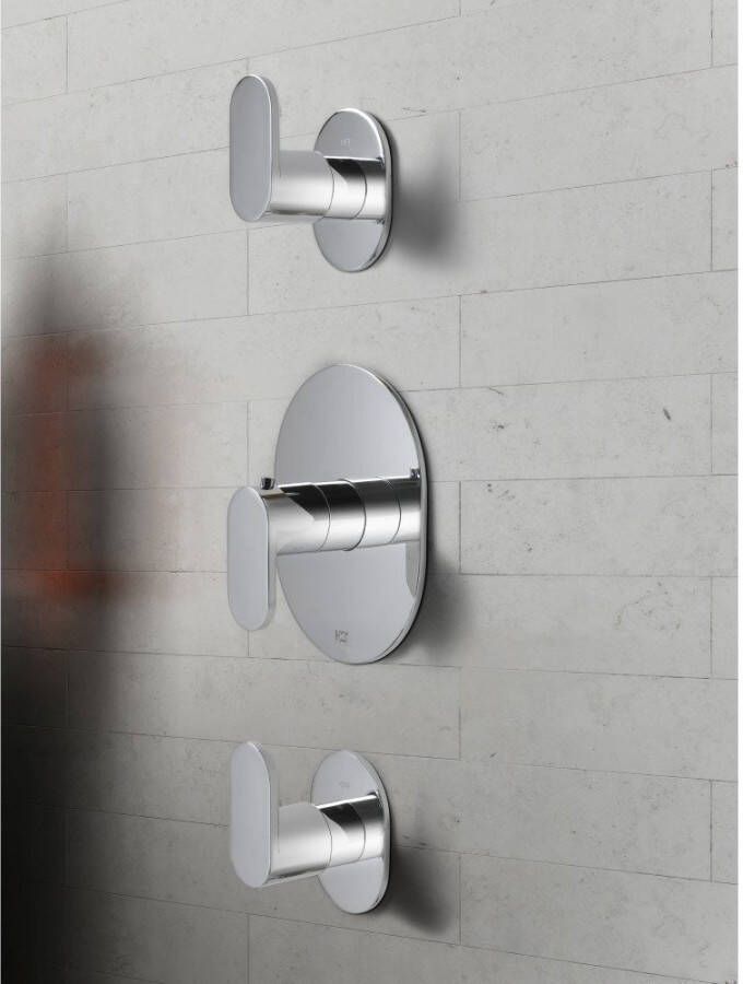 Douchekraan Hotbath Friendo Inbouw Thermostatisch Rond Geborsteld Nikkel 3 Greeps - Foto 2