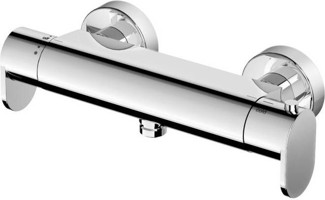 Hotbath Friendo thermostatische opbouwdouchekraan met onderaansluiting voor doucheslang geborsteld nikkel F008GN - Foto 2