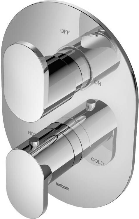 Douchekraan Hotbath Friendo Inbouw Thermostatisch Rond Geborsteld Nikkel 2 Greeps 2 weg Omstelling - Foto 2