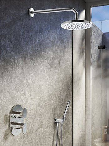 Hotbath Friendo inbouw douche set met 2 weg IBS5A geborsteld nikkel 3 standen handdouche plafondbuis 30cm douchekop 30cm (incl. glijstang) - Foto 9