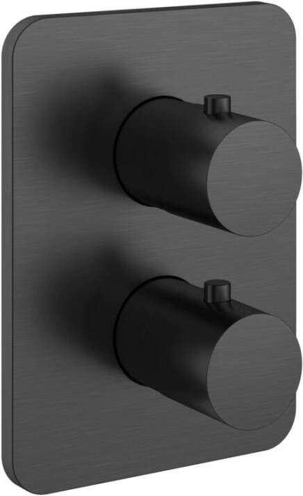 Hotbath Gal afbouwdeel voor inbouw douchethermostaat met 2-weg stop-omstel 18 x 13 cm geborsteld gunmetal PVD