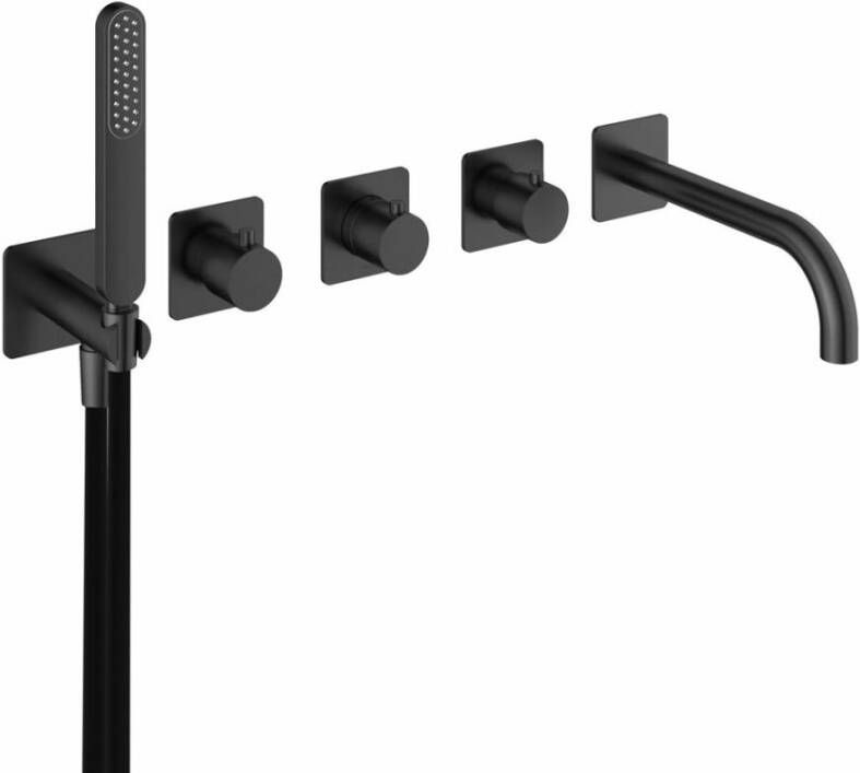 Hotbath Gal Afbouwdeel voor Inbouw bad douche thermostaat 2 stopkranen met uitloop Geborsteld Gunmetal PVD GL7072EXTBGP - Foto 2