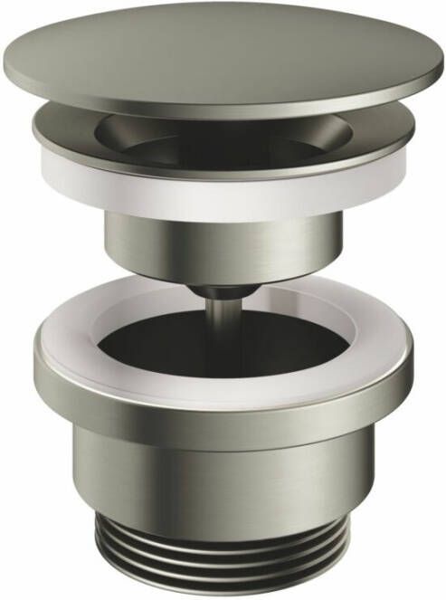 Hotbath Gal P708GNP allways open plug met schroef rond Geborsteld nikkel PVD