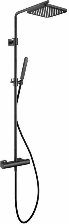 Hotbath Gal thermostatische regendoucheset met 22x22cm vierkante hoofddouche staafhanddouche Gunmetal geborsteld PVD SDSGL9BGP