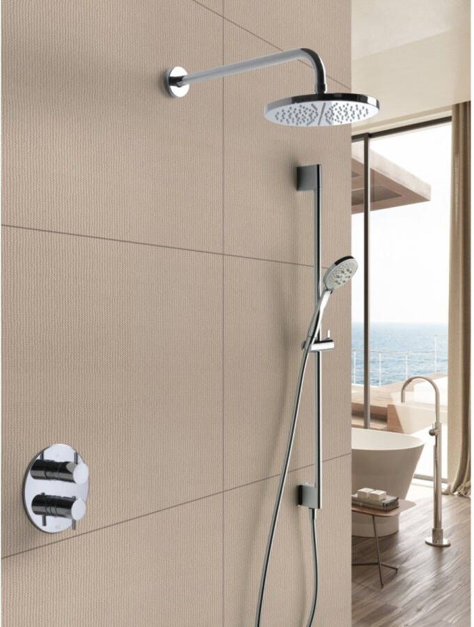 Douche Concurrent Regendoucheset Inbouw Hotbath Laddy Get Together 20cm Rond Geborsteld Nikkel Thermostaatkraan met Handdouche met 2 weg Omstelling - Foto 5