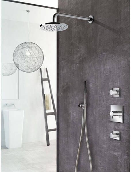 Douche Concurrent Regendoucheset Inbouw Hotbath Laddy Get Together 20cm Rond Geborsteld Nikkel Thermostaatkraan met Handdouche met 2 weg Omstelling - Foto 9