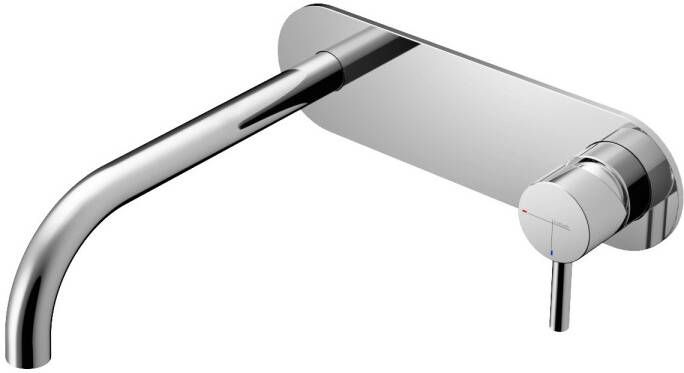 Hotbath Laddy L006J inbouw wastafelmengkraan met gebogen uitloop op achterplaat geborsteld nikkel - Foto 3