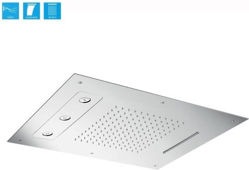 Douche Concurrent Hoofddouche Hotbath Mate Inbouw Plafond Rechthoek Geborsteld Nikkel 48x63cm met Waterval - Foto 2