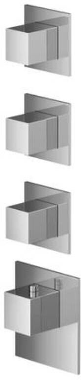 Hotbath Mate High Flow afbouwdeel met 3 stopkranen vierkant en vierkante afdekplaat voor inbouwdeel MHF003 geborsteld nikkel - Foto 4