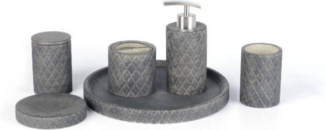 Ideavit Idea.Isy-D2 badkamer accessoires set 6-delig beton donker grijs