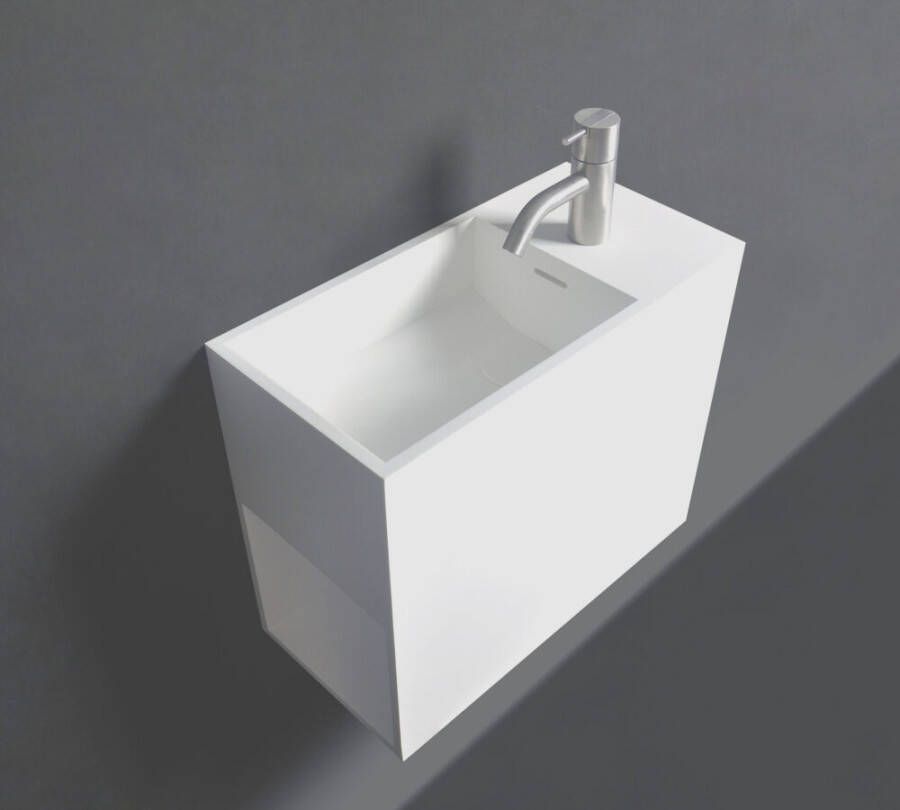 Ideavit Solidwash fontein met kraangat en opbergruimte 22x45 mat wit