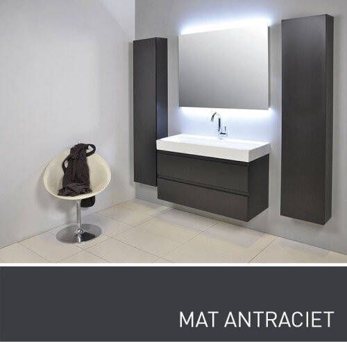 Ink Unit 80 cm mat Antraciet badkamermeubel greeploos