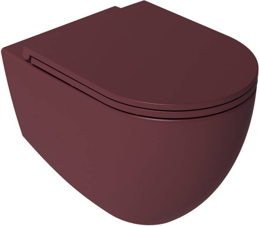Isvea Infinity hangend randloos toilet 36 5x53 maroon rood