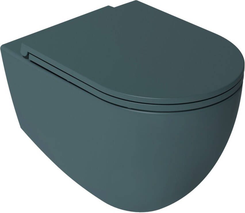 Isvea Infinity hangend randloos toilet 36 5x53 petrol groen