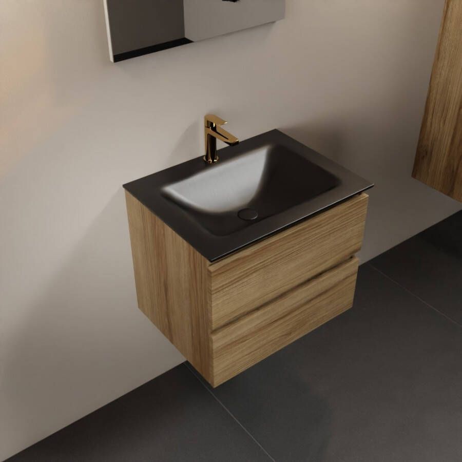 Mondiaz Aivy badmeubelset 60x45x50cm 1 kraangat 1 wasbak urban Solid surface Midden 2 lades Zonder spiegel Melamine Chai AIVY80071 - Foto 1