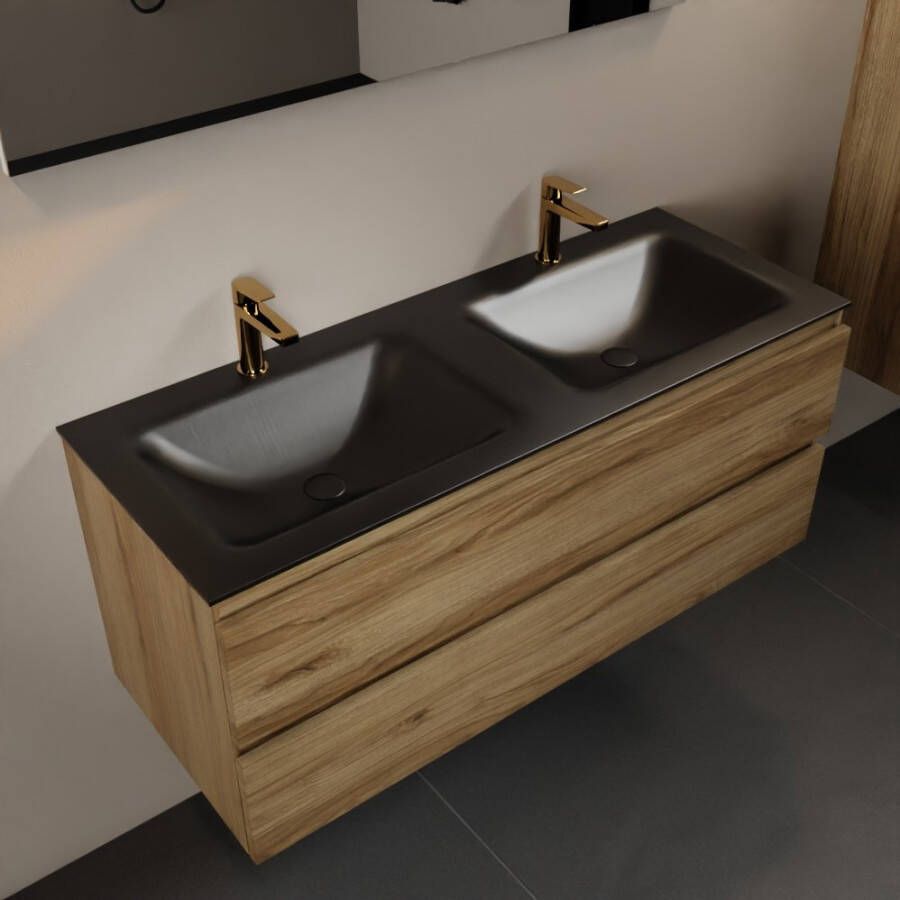 Mondiaz Aivy badmeubelset 120x45x50cm 2 kraangaten 2 wasbakken urban Solid surface Links en rechts 2 lades Zonder spiegel Melamine Chai AIVY80077 - Foto 2