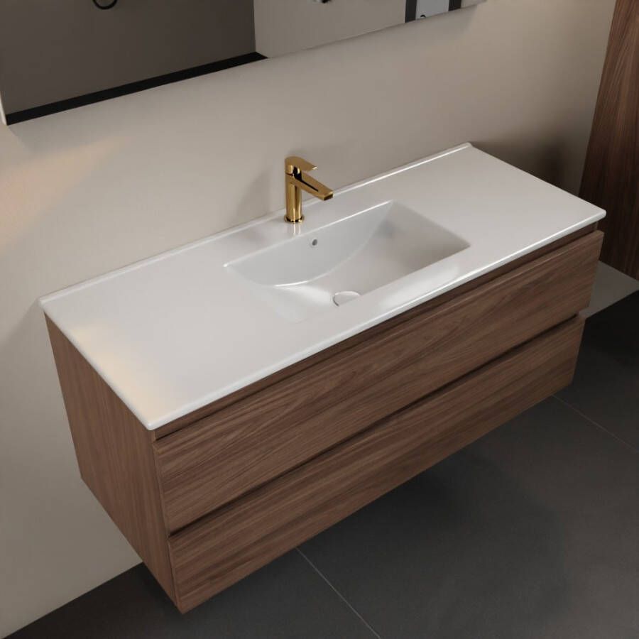 Mondiaz Aivy badmeubelset 120x45x50cm 1 kraangat 1 wasbak talc Keramiek Midden 2 lades Zonder spiegel Melamine Mocha AIVY80025 - Foto 2