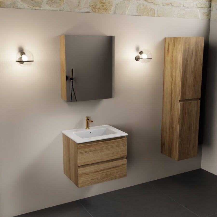 Mondiaz AIVY 60cm badmeubel Chai wastafel glanzend wit keramiek midden 1 kraangat met spiegelkast (M60100 AI-M60CHMI AI-C60CHMI) - Foto 3