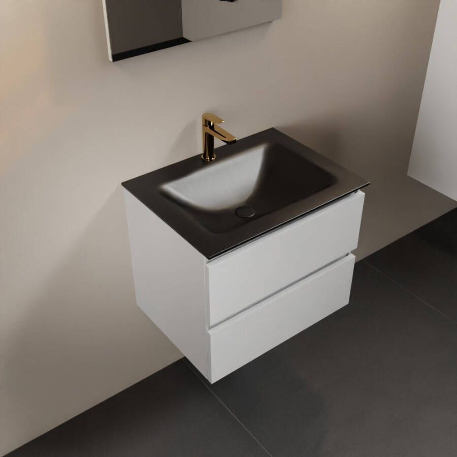 Mondiaz Aivy badmeubelset 60x45x50cm 1 kraangat 1 wasbak urban Solid surface Midden 2 lades Zonder spiegel MDF Talc AIVY80057 - Foto 2