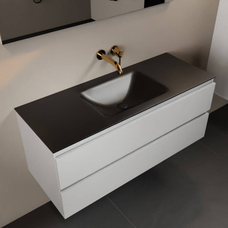 Mondiaz Aivy badmeubelset 120x45x50cm 0 kraangaten 1 wasbak urban Solid surface Midden 2 lades Zonder spiegel MDF Talc AIVY80116 - Foto 1
