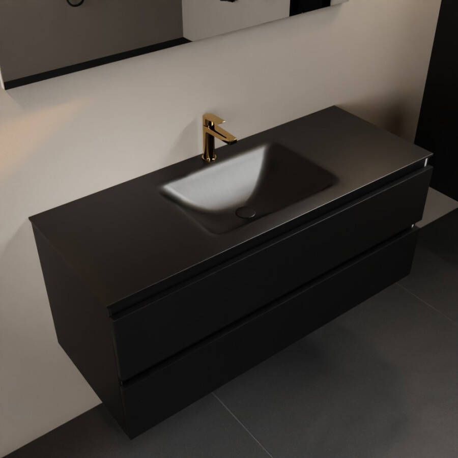 Mondiaz Aivy badmeubelset 120x45x50cm 1 kraangat 1 wasbak urban Solid surface Midden 2 lades Zonder spiegel MDF Urban AIVY80067 - Foto 2