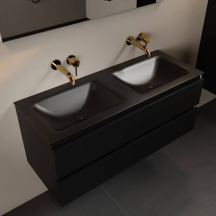 Mondiaz Aivy badmeubelset 120x45x50cm 0 kraangaten 2 wasbakken urban Solid surface Links en rechts 2 lades Zonder spiegel MDF Urban AIVY80126 - Foto 1