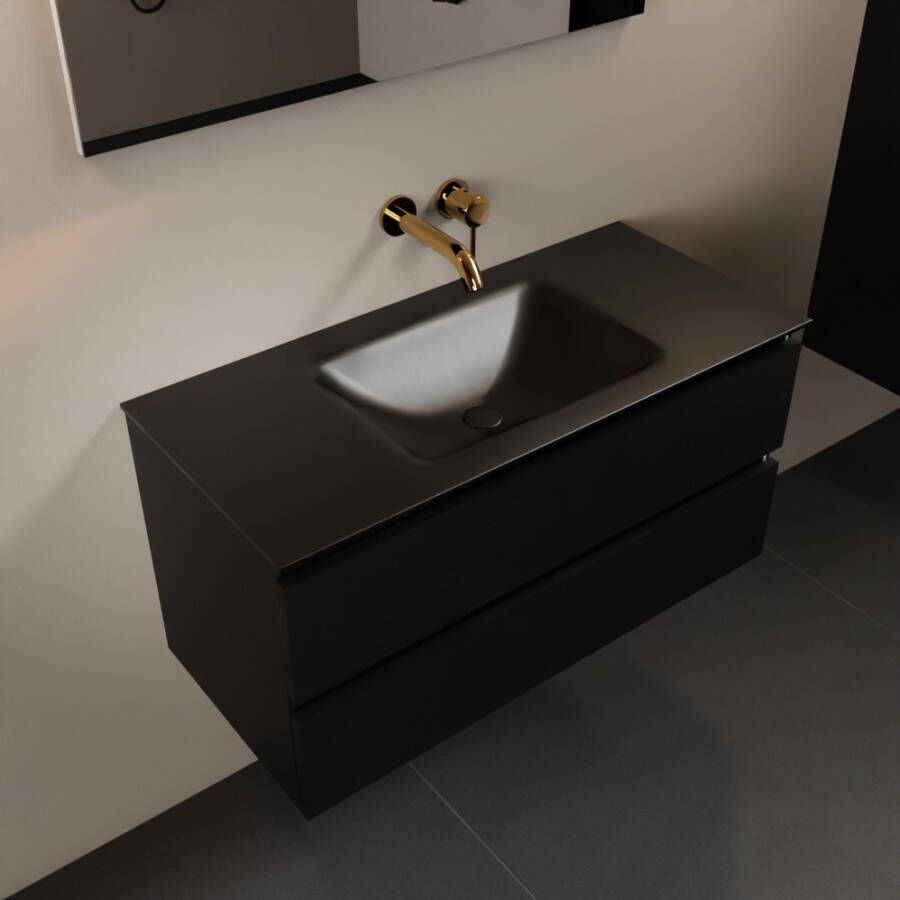 Mondiaz Aivy badmeubelset 100x45x50cm 0 kraangaten 1 wasbak urban Solid surface Midden 2 lades Zonder spiegel MDF Urban AIVY80122 - Foto 2