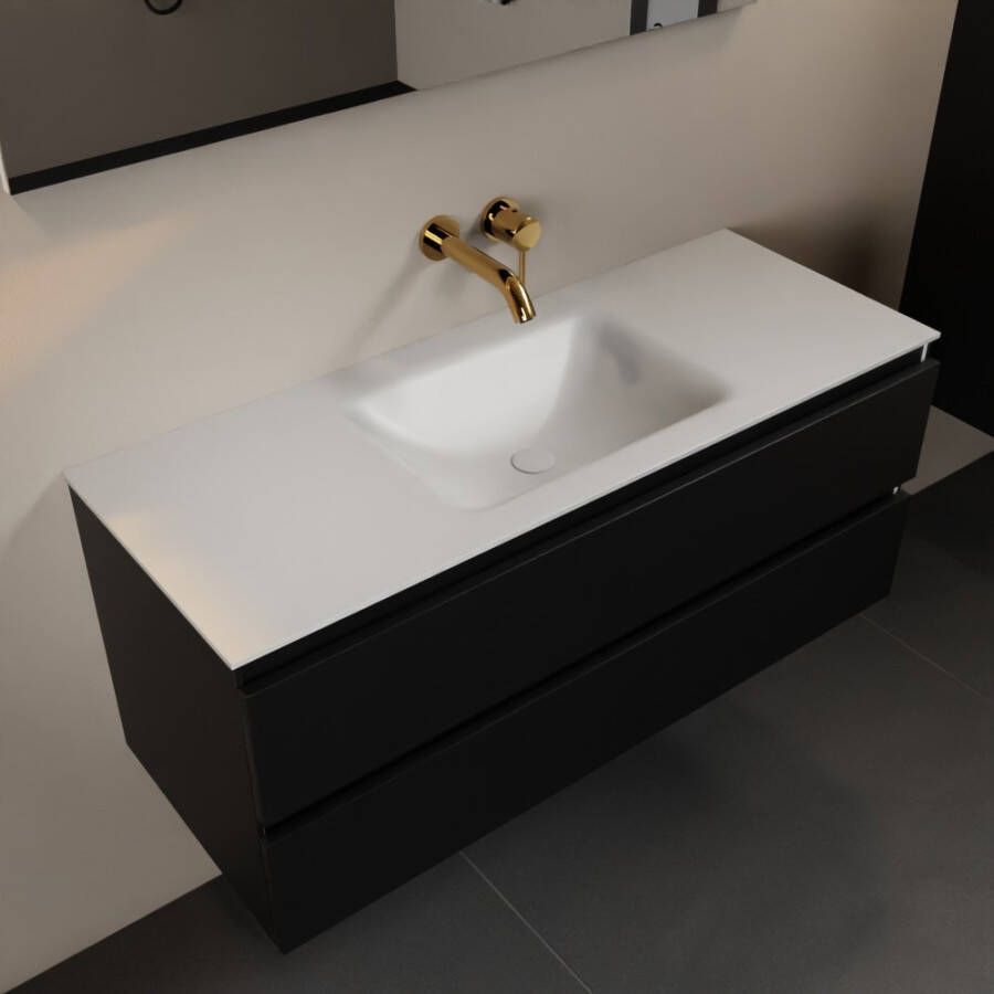 Mondiaz Aivy badmeubelset 120x45x50cm 0 kraangaten 1 wasbak talc Solid surface Midden 2 lades Zonder spiegel MDF Urban AIVY80095