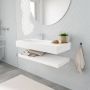 Mondiaz ALAN 100cm Badkamermeubelset solid surface planchet met vrijhangende wastafel wasbak links 1 kraangat talc M49850TA0M49301TA1 - Thumbnail 2