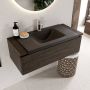 Mondiaz BUKLA badmeubelset 100x45x34cm 1 kraangat wasbak midden solid surface Urban greeploos 1 lade met softclose Melamine Dark brown BUKLA10198 - Thumbnail 2