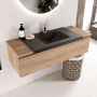 Mondiaz BUKLA Badkamermeubelset 120x45x34cm 1 kraangat wasbak midden solid surface Urban greeploos 1 lade Melamine Washed Oak BUKLA10072 - Thumbnail 2