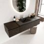 Mondiaz BUKLA badmeubelset 160x45x34cm 1 kraangat wasbak midden solid surface Urban greeploos 3 lades met softclose Melamine Dark brown BUKLA10220 - Thumbnail 2