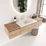 Mondiaz BUKLA badmeubelset 160x45x34cm 1 kraangat wasbak midden solid surface Talc greeploos 3 lades met softclose Melamine Washed Oak BUKLA10028 - Thumbnail 2