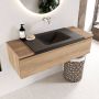 Mondiaz BUKLA Badkamermeubelset 120x45x34cm 0 kraangaten wasbak midden solid surface Urban greeploos 1 lade Melamine Washed Oak BUKLA10071 - Thumbnail 2