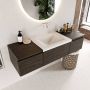Mondiaz BUKLA badmeubelset 140x45x34cm 0 kraangaten wasbak midden solid surface Talc greeploos 3 lades met softclose Melamine Dark brown BUKLA10141 - Thumbnail 2