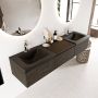 Mondiaz BUKLA badkamermeubelset 180x45x34cm 2 kraangaten 2 wasbakken solid surface Urban greeploos 3 lades met softclose Melamine Dark brown BUKLA10236 - Thumbnail 2