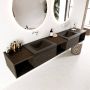 Mondiaz BUKLA badmeubelset 240x45x34cm 0 kraangaten 2 wasbakken solid surface Urban greeploos 2 lades met softclose Melamine Dark brown BUKLA20153 - Thumbnail 2