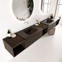 Mondiaz BUKLA badmeubelset 280x45x34cm 0 kraangaten 2 wasbakken solid surface Urban greeploos 2 lades met softclose Melamine Dark brown BUKLA20175 - Thumbnail 2