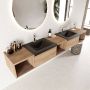 Mondiaz BUKLA badmeubelset 240x45x34cm 2 kraangaten 2 wasbakken solid surface Urban greeploos 2 lades met softclose Melamine Washed Oak BUKLA20066 - Thumbnail 3
