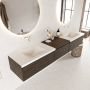 Mondiaz BUKLA badmeubelset 220x45x34cm 0 kraangaten 2 wasbakken solid surface Talc greeploos 3 lades met softclose Melamine Dark brown BUKLA10185 - Thumbnail 3