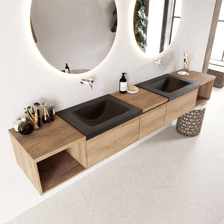 Mondiaz Bukla badmeubel 3 lades 240 washed oak en urban