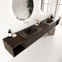 Mondiaz BUKLA badmeubelset 280x45x34cm 0 kraangaten 2 wasbakken solid surface Urban greeploos 3 lades met softclose Melamine Dark brown BUKLA20173 - Thumbnail 2