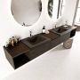 Mondiaz BUKLA badmeubelset 240x45x34cm 2 kraangaten 2 wasbakken solid surface Urban greeploos 3 lades met softclose Melamine Dark brown BUKLA20152 - Thumbnail 3