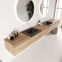 Mondiaz BUKLA badmeubelset 300x45x34cm 0 kraangaten 2 wasbakken solid surface Urban greeploos 5 lades met softclose Melamine Washed Oak BUKLA10113 - Thumbnail 2