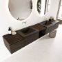 Mondiaz BUKLA badmeubelset 240x45x34cm 0 kraangaten 2 wasbakken solid surface Urban greeploos 4 lades met softclose Melamine Dark brown BUKLA20149 - Thumbnail 3