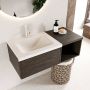 Mondiaz BUKLA badmeubelset 100x45x34cm 1 kraangat wasbak links solid surface Talc greeploos 1 lade met softclose Melamine Dark brown BUKLA20090 - Thumbnail 2